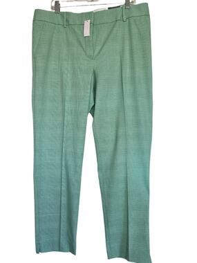 Talbots Women's Hampshire Ankle Pants Green Plaid Straight Leg Sz 14